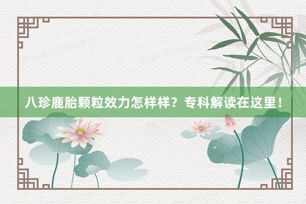 八珍鹿胎颗粒效力怎样样？专科解读在这里！